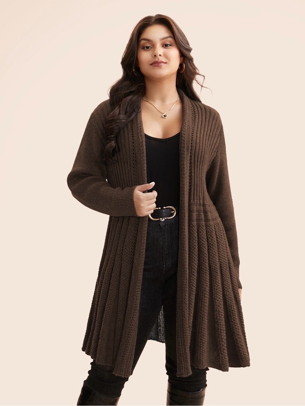 BloomChic Textured Kimono Collar Long Cardigan size 1X (14-16)